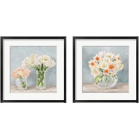 Framed 'Fleurs et Vases Aquamarine 2 Piece Framed Art Print Set' border=