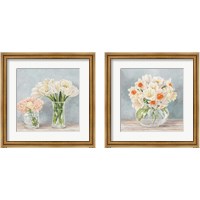 Framed 'Fleurs et Vases Aquamarine 2 Piece Framed Art Print Set' border=