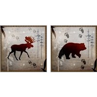 Framed 'Moose & Bear Tracks 2 Piece Art Print Set' border=