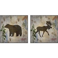 Framed 'Bear & Moose Lodge 2 Piece Art Print Set' border=