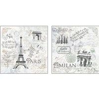 Framed 'Paris Milan 2 Piece Art Print Set' border=