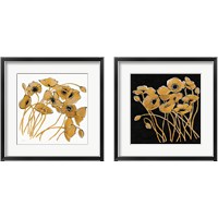 Framed Gold Black Line Poppies 2 Piece Framed Art Print Set