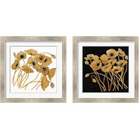 Framed Gold Black Line Poppies 2 Piece Framed Art Print Set