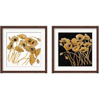 Framed 'Gold Black Line Poppies 2 Piece Framed Art Print Set' border=