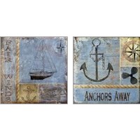 Framed 'Anchors Away 2 Piece Art Print Set' border=