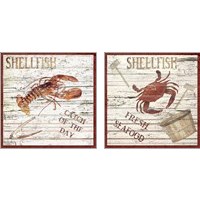 Framed 'Shellfish 2 Piece Art Print Set' border=