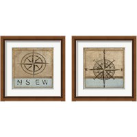 Framed 'Compass Rose 2 Piece Framed Art Print Set' border=