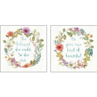 Framed 'Rainbow Seeds Wreath 2 Piece Art Print Set' border=