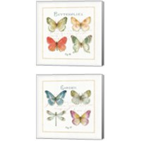 Framed 'Rainbow Seeds Butterflies 2 Piece Canvas Print Set' border=