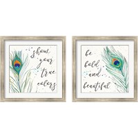 Framed 'Peacock Garden 2 Piece Framed Art Print Set' border=