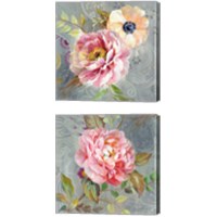 Framed 'Peonies and Paisley 2 Piece Canvas Print Set' border=