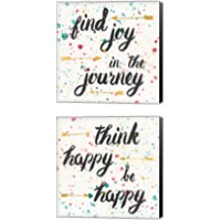 Framed 'Think Happy 2 Piece Canvas Print Set' border=
