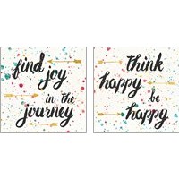 Framed 'Think Happy 2 Piece Art Print Set' border=