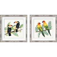 Framed 'Tropical Fun Bird 2 Piece Framed Art Print Set' border=