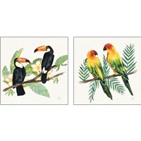Framed 'Tropical Fun Bird 2 Piece Art Print Set' border=