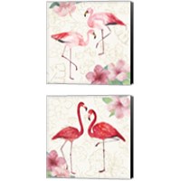Framed 'Tropical Flamingoes 2 Piece Canvas Print Set' border=