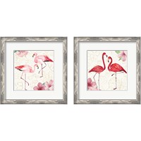 Framed 'Tropical Flamingoes 2 Piece Framed Art Print Set' border=