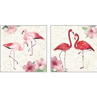 Framed 'Tropical Flamingoes 2 Piece Art Print Set' border=