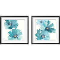 Framed 'Teal Cosmos 2 Piece Framed Art Print Set' border=