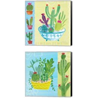Framed 'Cacti Garden no Birds and Butterflies 2 Piece Canvas Print Set' border=
