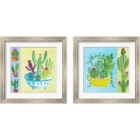Framed 'Cacti Garden no Birds and Butterflies 2 Piece Framed Art Print Set' border=