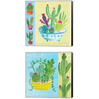 Framed 'Cacti Garden no Birds and Butterflies 2 Piece Canvas Print Set' border=