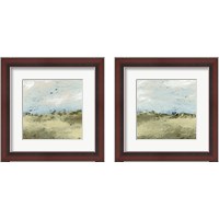 Framed 'Green Fields 2 Piece Framed Art Print Set' border=