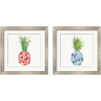 Framed 'Tropical Fun Pineapple 2 Piece Framed Art Print Set' border=
