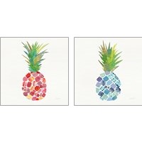 Framed 'Tropical Fun Pineapple 2 Piece Art Print Set' border=