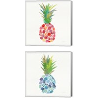 Framed 'Tropical Fun Pineapple 2 Piece Canvas Print Set' border=