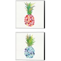 Framed 'Tropical Fun Pineapple 2 Piece Canvas Print Set' border=