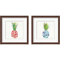 Framed 'Tropical Fun Pineapple 2 Piece Framed Art Print Set' border=