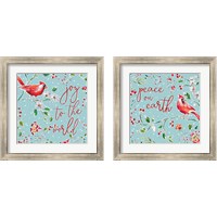 Framed 'Holiday Wings Blue 2 Piece Framed Art Print Set' border=