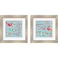 Framed 'Holiday Wings Blue 2 Piece Framed Art Print Set' border=