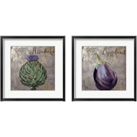 Framed 'Medley Gold Eggplant & Artichoke 2 Piece Framed Art Print Set' border=