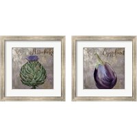 Framed 'Medley Gold Eggplant & Artichoke 2 Piece Framed Art Print Set' border=