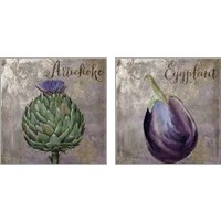 Framed 'Medley Gold Eggplant & Artichoke 2 Piece Art Print Set' border=