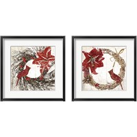 Framed 'Cardinal Christmas 2 Piece Framed Art Print Set' border=