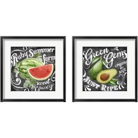 Framed 'Chalkboard Fruit 2 Piece Framed Art Print Set' border=