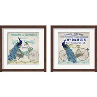 Framed 'Peacock On Bicylce 2 Piece Framed Art Print Set' border=