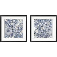 Framed Indigo Leaves And Florals 2 Piece Framed Art Print Set