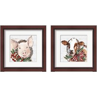 Framed 'Holiday on the Farm  2 Piece Framed Art Print Set' border=