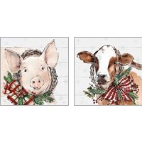 Framed Holiday on the Farm  2 Piece Art Print Set