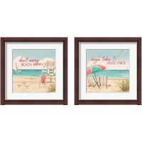 Framed 'Beach Time 2 Piece Framed Art Print Set' border=