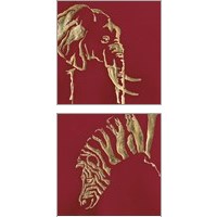 Framed 'Gilded Animal Red 2 Piece Art Print Set' border=