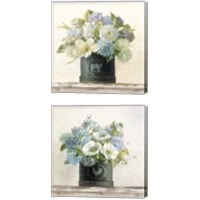 Framed Flowers in Hatbox Shiplap 2 Piece Canvas Print Set