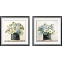 Framed 'Flowers in Hatbox Shiplap 2 Piece Framed Art Print Set' border=