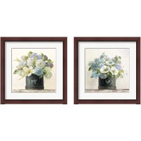Framed 'Flowers in Hatbox Shiplap 2 Piece Framed Art Print Set' border=