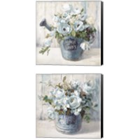 Framed 'Garden Blooms Blue 2 Piece Canvas Print Set' border=