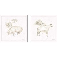 Framed 'Farm Friends Neutral 2 Piece Art Print Set' border=